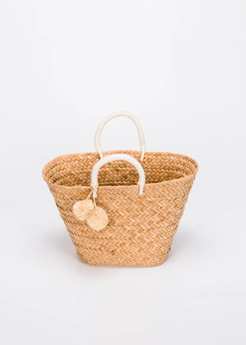 St Tropez Pom Pom Straw Tote