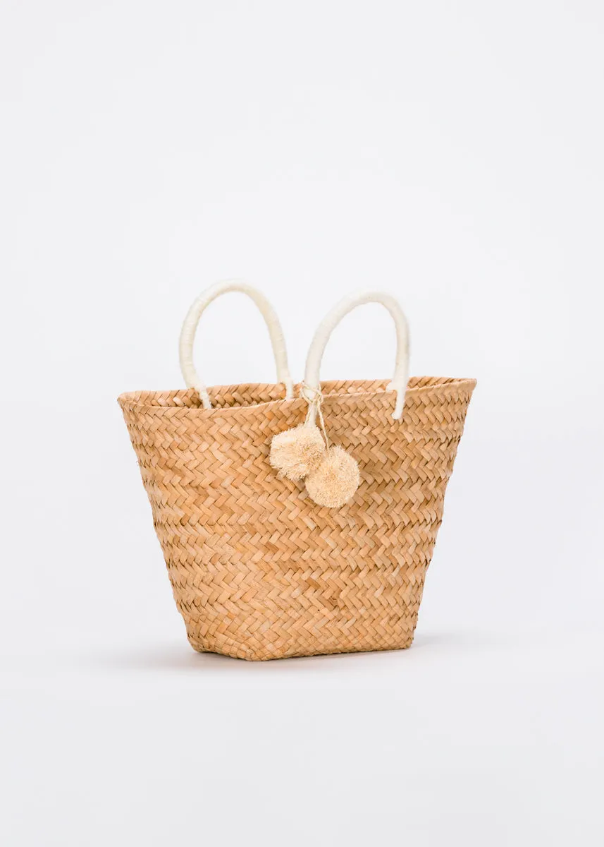St Tropez Pom Pom Straw Tote