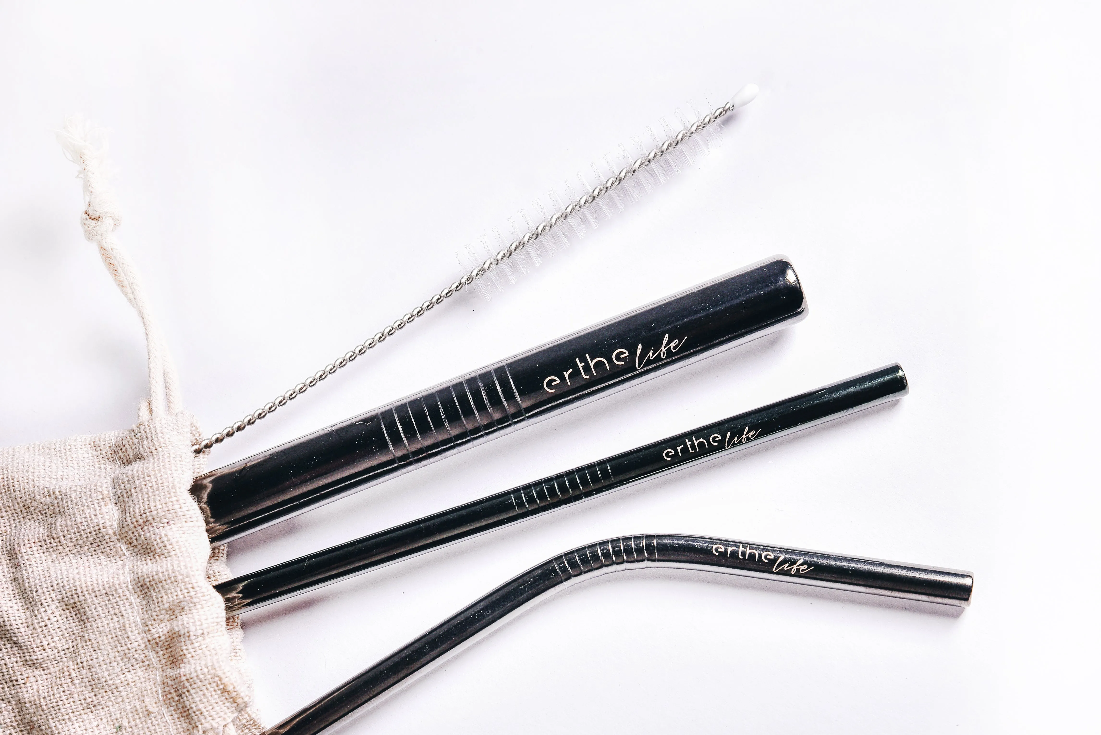 Stainless Steel Reusable Straw Set (Black)