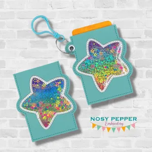Star applique shaker card case machine embroidery design (2 versions included) DIGITAL DOWNLOAD