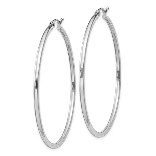Sterling Silver Thin Hoop Earrings 50mm