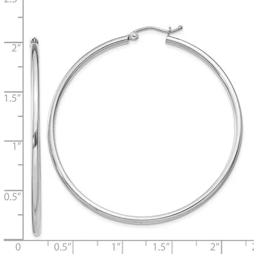 Sterling Silver Thin Hoop Earrings 50mm