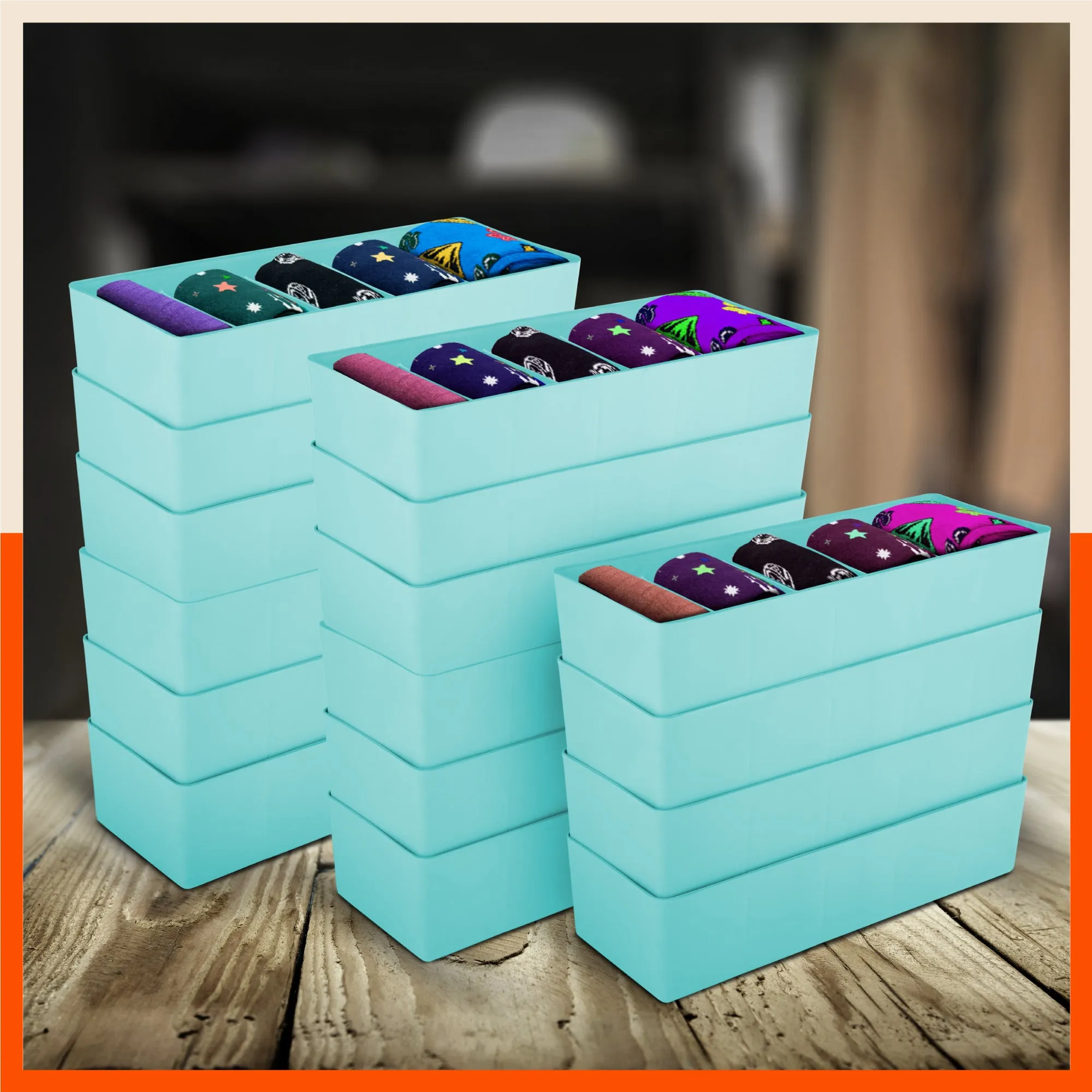 Stomo Dori Multi-Purpose Stackable Drawer Organizer For Home | Jade - Set of 16