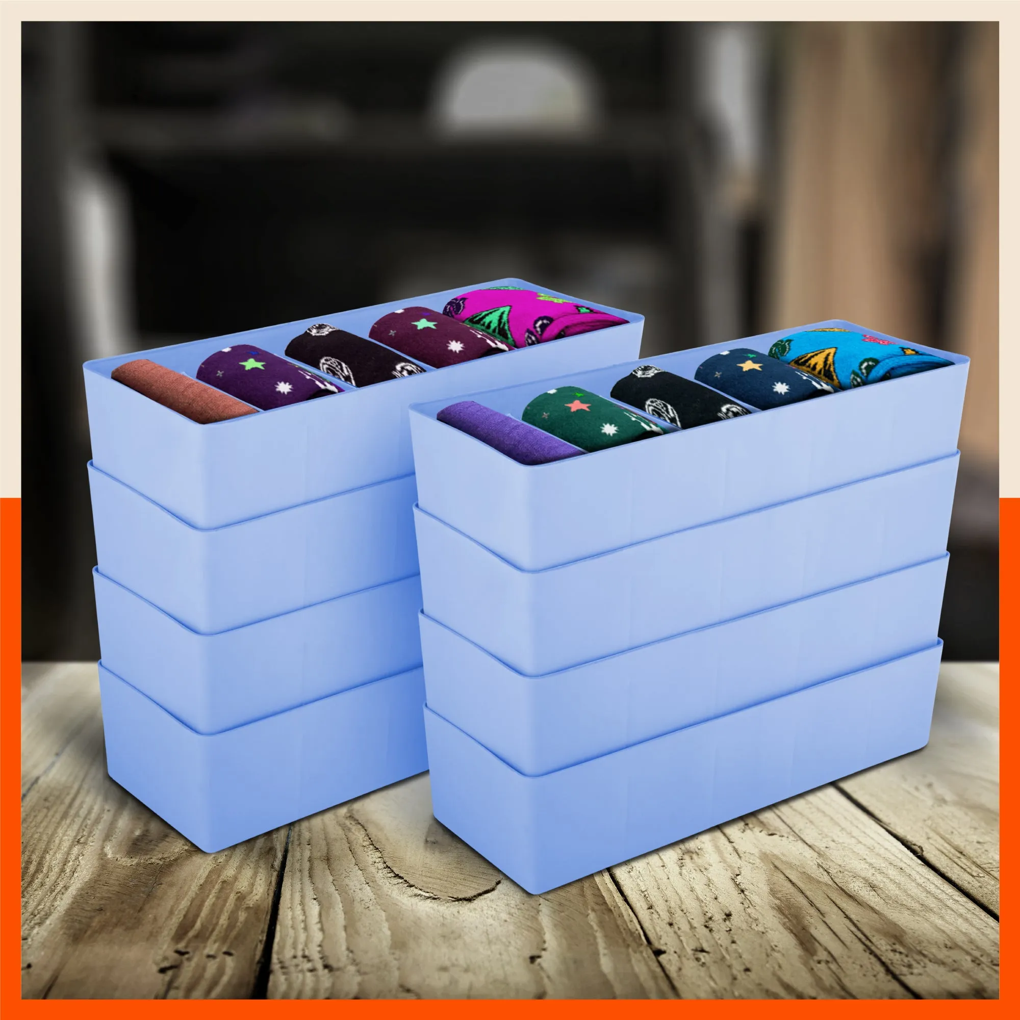 Stomo Dori Multi-Purpose Stackable Drawer Organizer For Home | Sky Blue - Set of 8