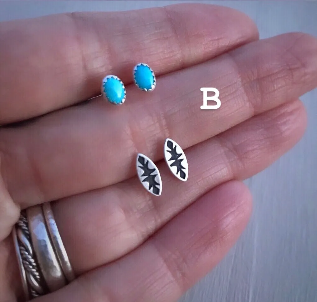 Stoned & Stamped Stud Earring Sets