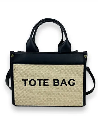 STRAW CONTRAST TOTE BAG(MMA1039) <Bundle>