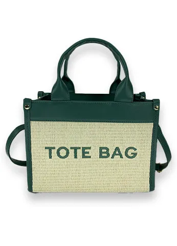 STRAW CONTRAST TOTE BAG(MMA1039) <Bundle>