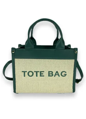 STRAW CONTRAST TOTE BAG(MMA1039) <Bundle>