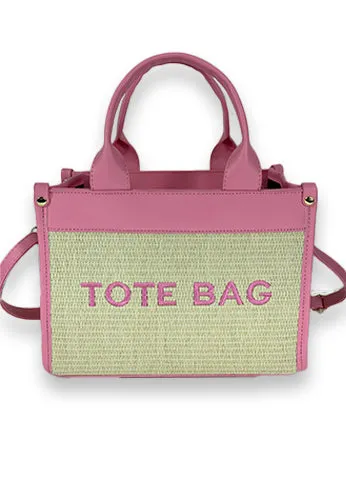 STRAW CONTRAST TOTE BAG(MMA1039) <Bundle>