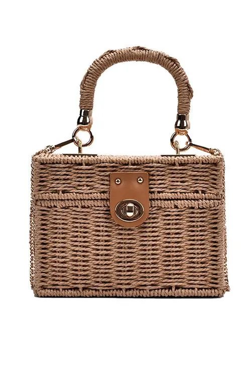 Straw Crossbody Tote Clutch Bag