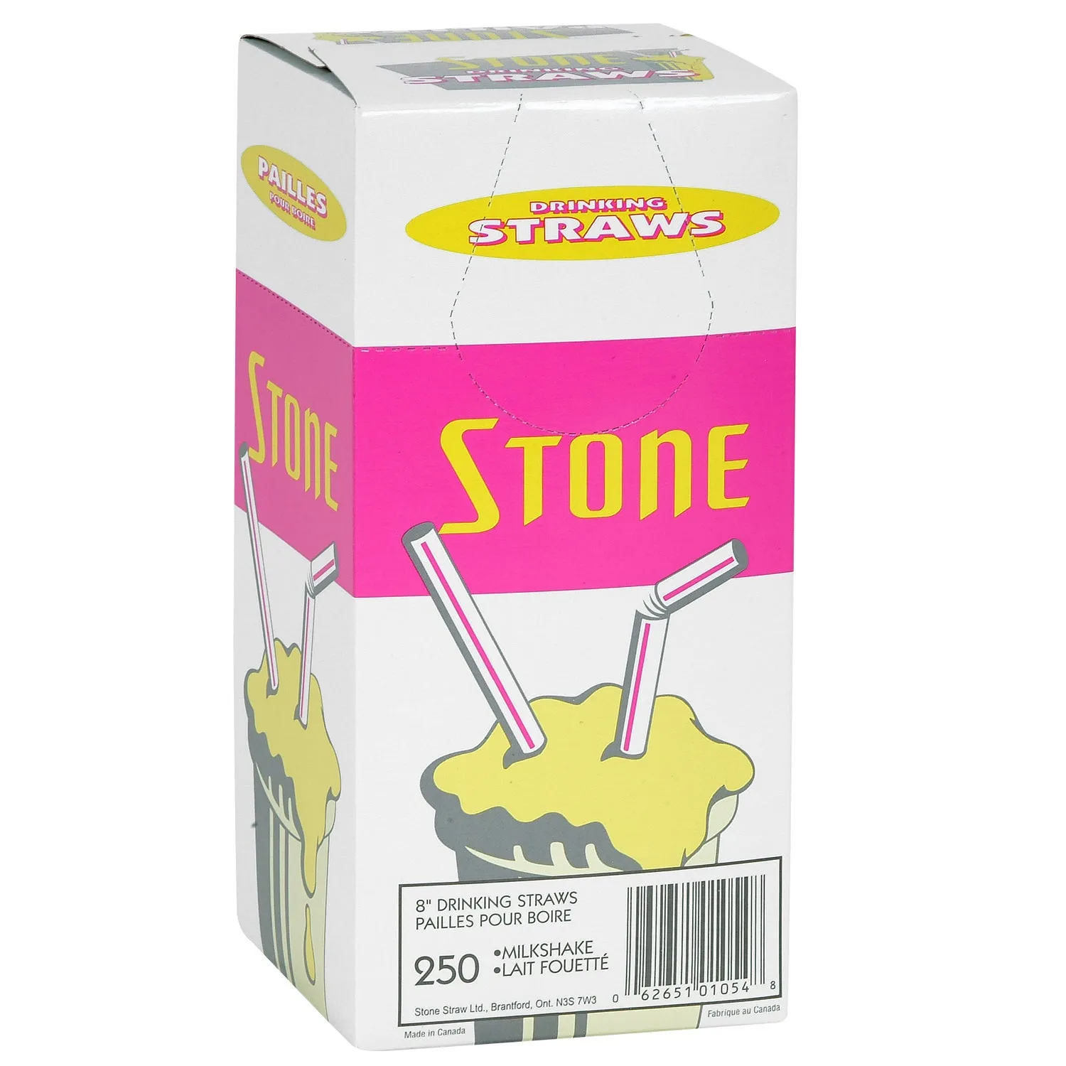 Straw Plastic White Milkshake 8 in. - 9 x 250 count - Stone Plastics - Packaging and Accessories - Restaurant Supplies and Equipment - Canadian Distribution