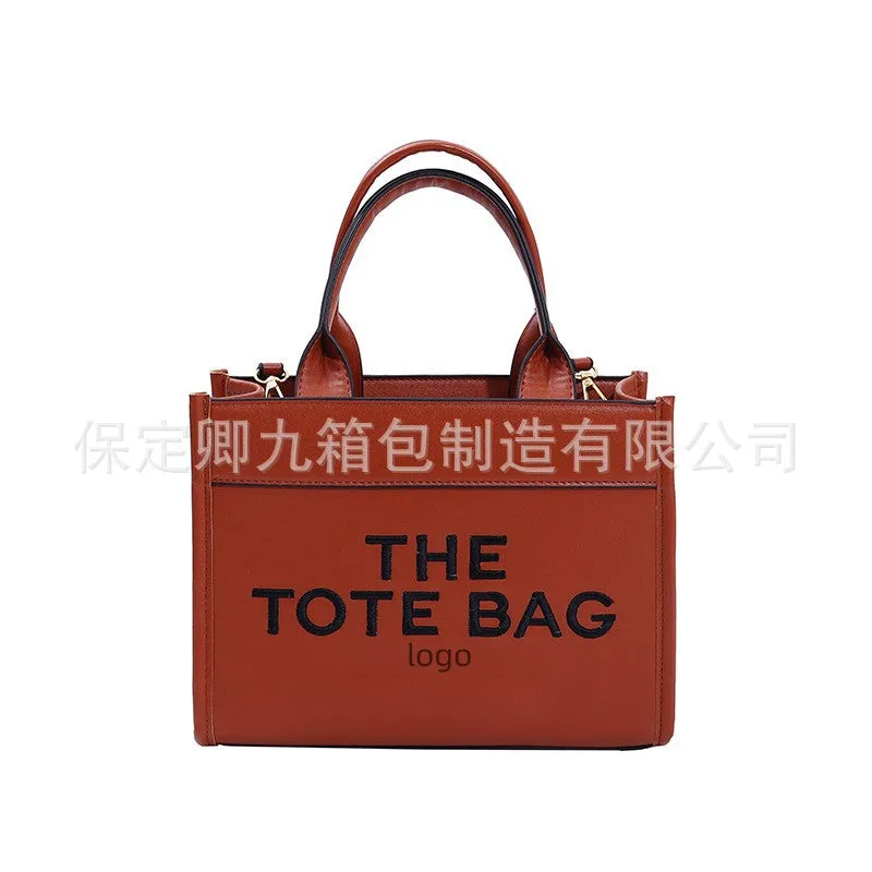Straw Tote Bag Niche2023Women's Cross-Border Small Square Bag Letter Splicing tote bag Foreign Trade Handbags