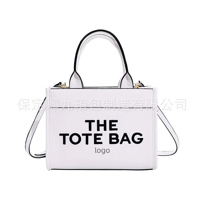 Straw Tote Bag Niche2023Women's Cross-Border Small Square Bag Letter Splicing tote bag Foreign Trade Handbags