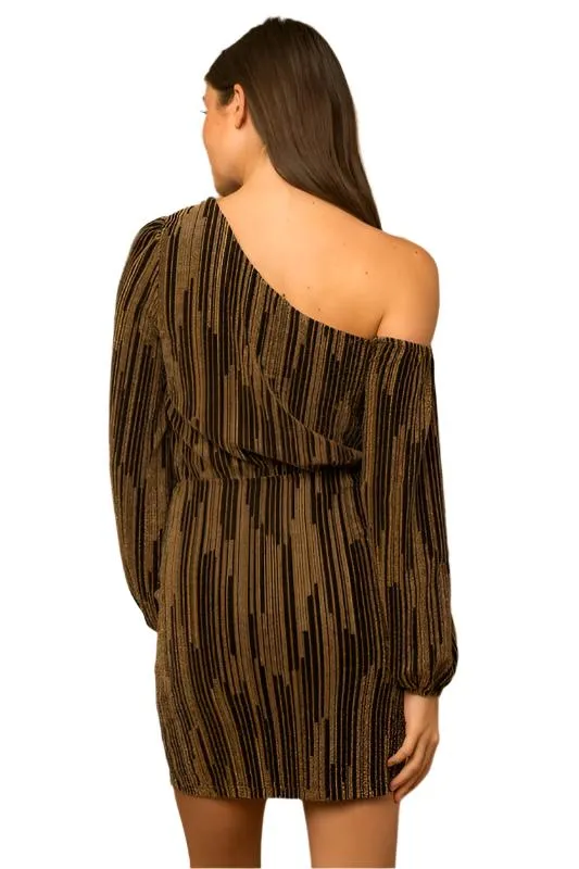Stripped Lurex Asymmetrical Dress