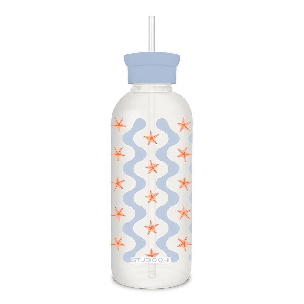 Studio Oh! - Riding the Waves Glass Water Bottle with Straw