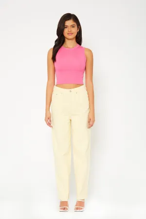 Super high-rise baggy dad straight fit color pants