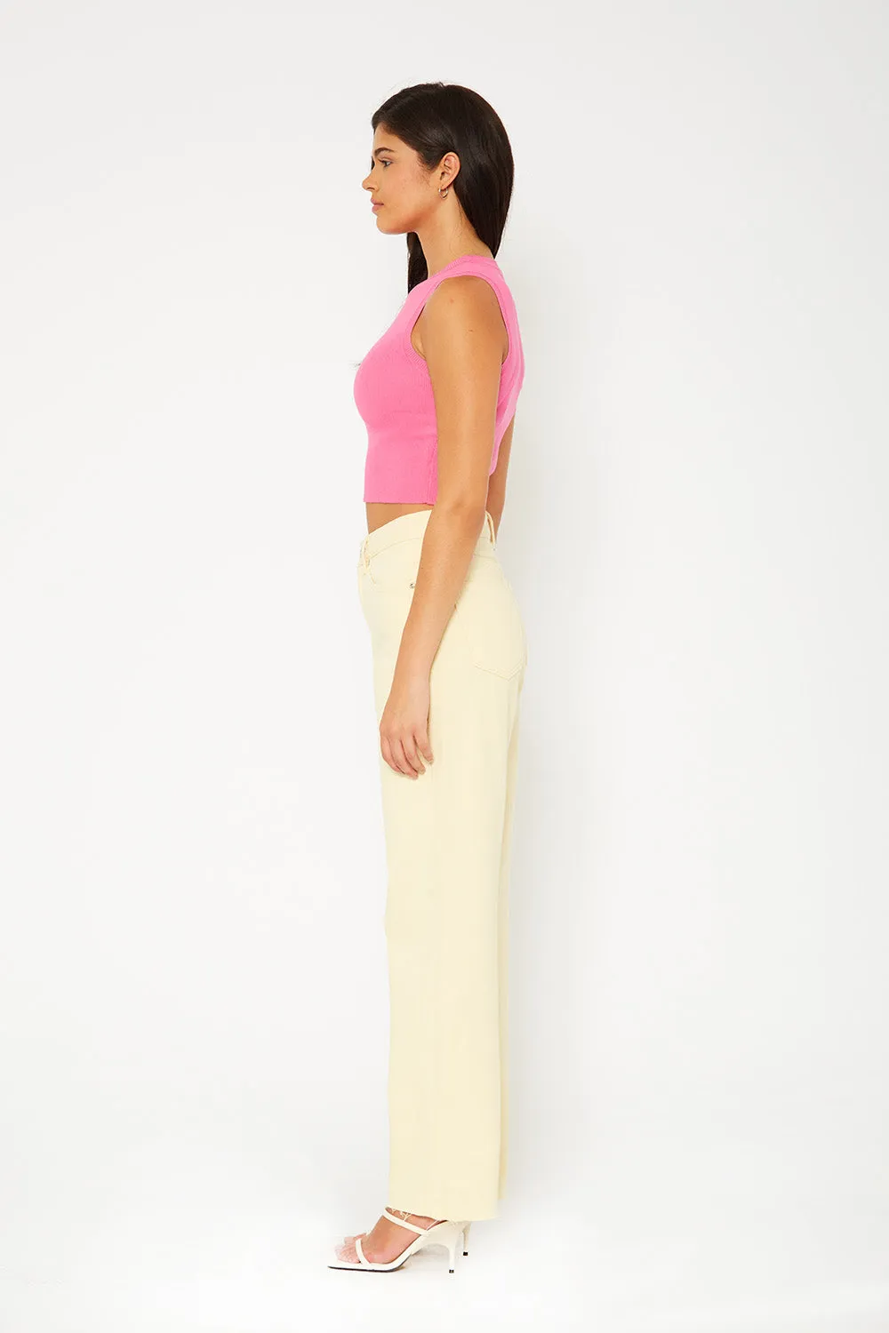 Super high-rise baggy dad straight fit color pants