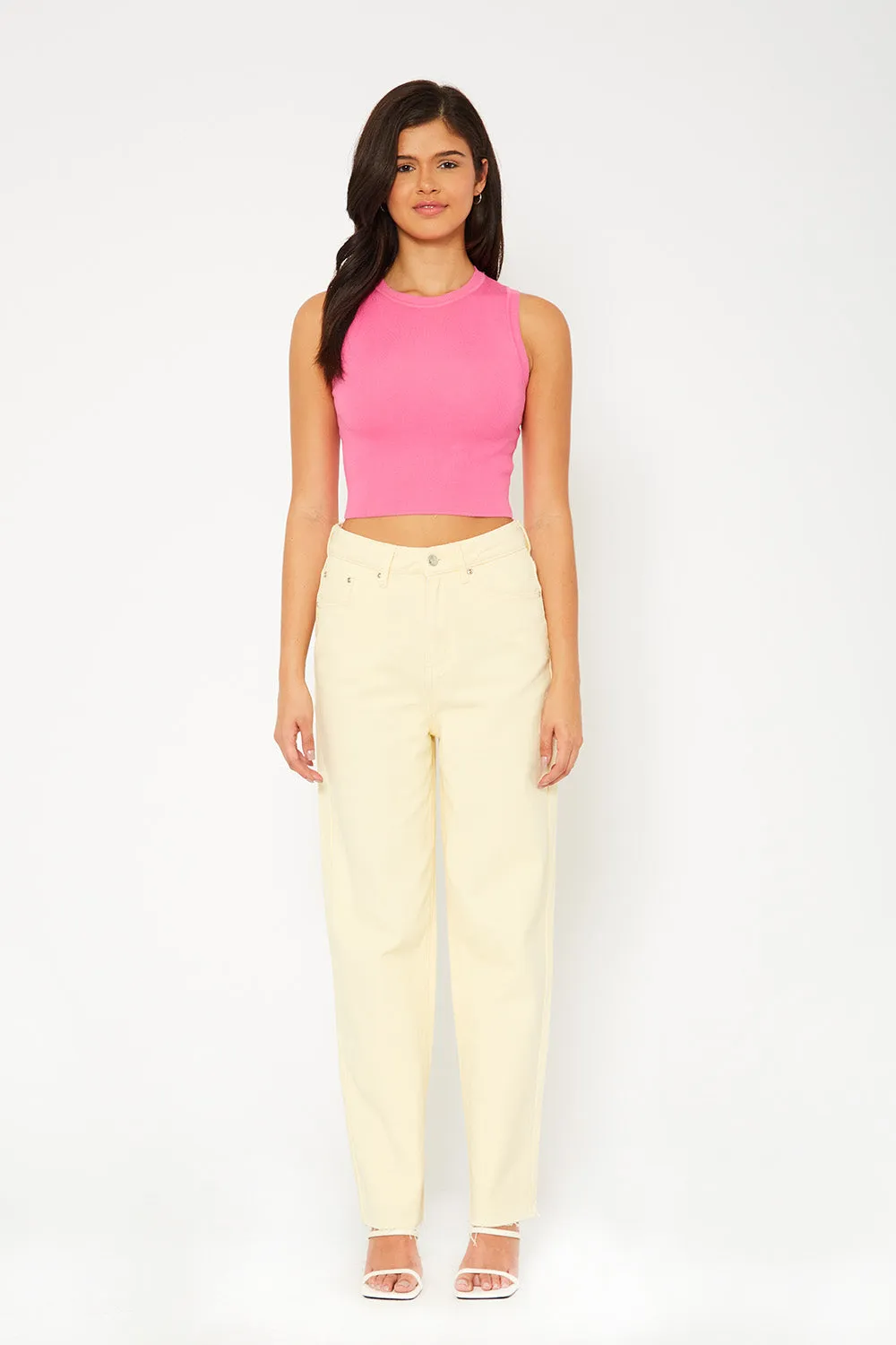 Super high-rise baggy dad straight fit color pants