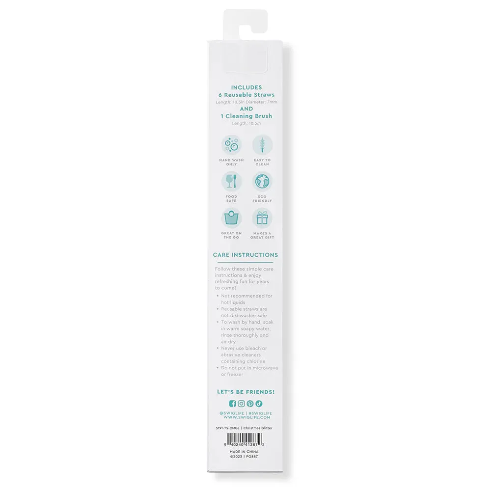 Swig Christmas Glitter Reusable Straw Set