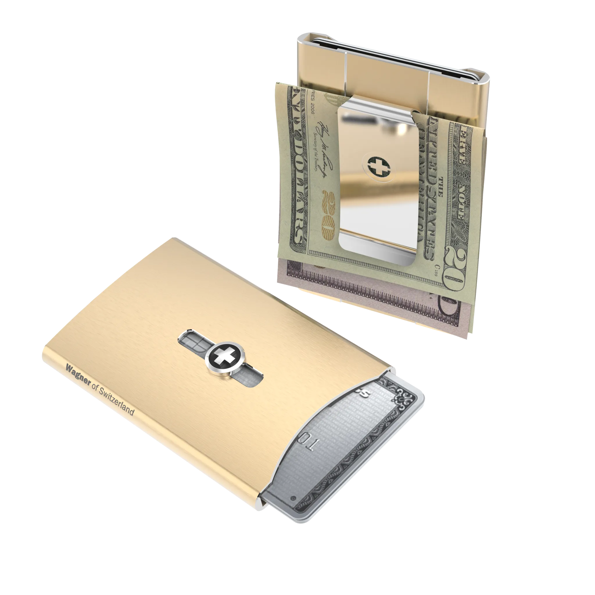 SWISS WALLET ICE, Cardholder Money-clip, brushed champagne