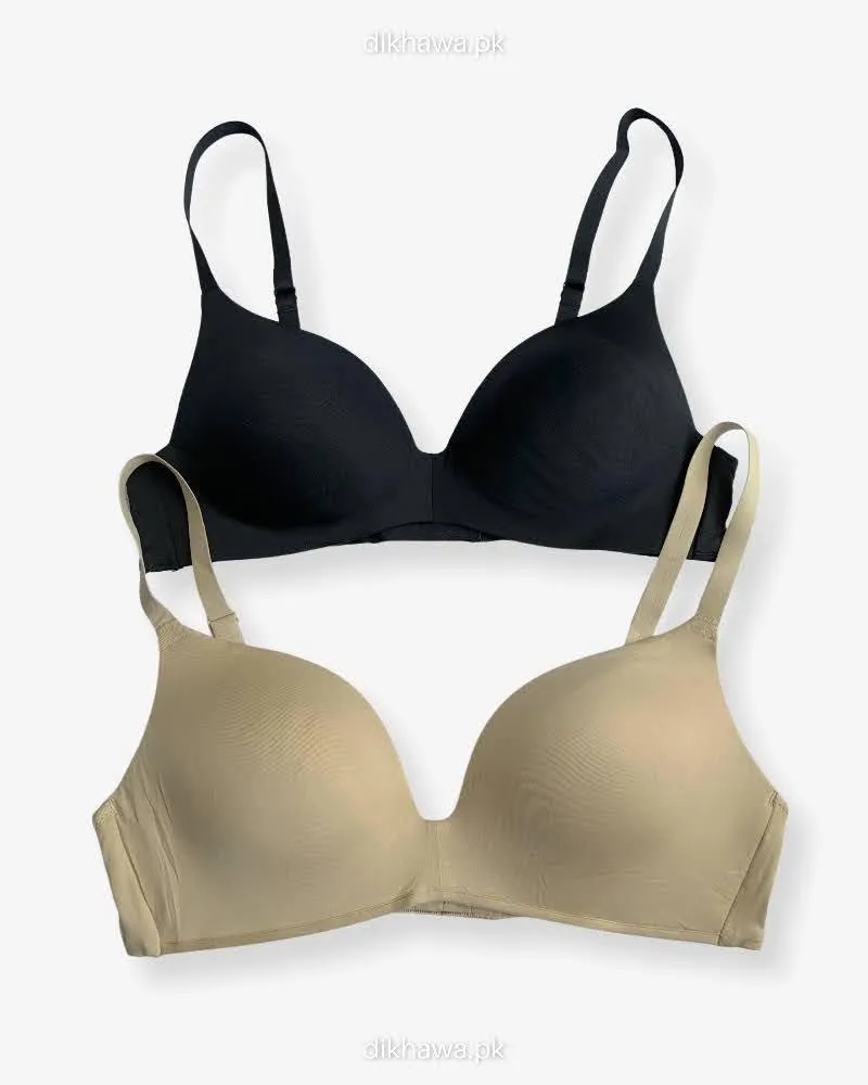 T-Shirt Bra - Soft Padded Imported Stocklot Branded Pushup Bra - Non Wired Bra - Non Padded Bra - Pack of 2