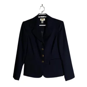 Talbots Women's Navy Wool Button Front Blazer