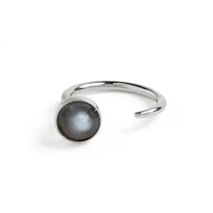 Tangent Ring in Silver with Grey Moonstone