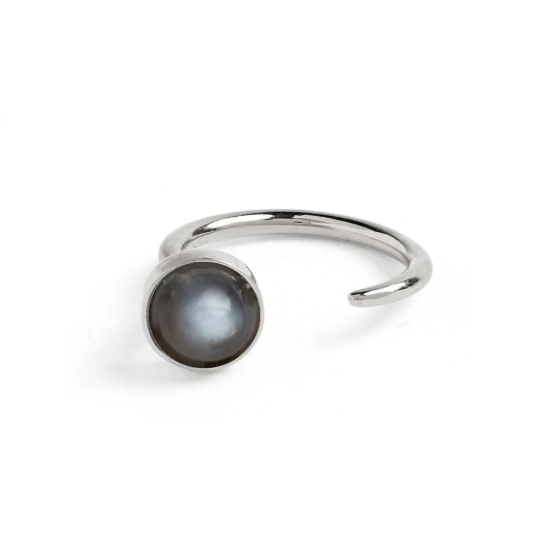 Tangent Ring in Silver with Grey Moonstone
