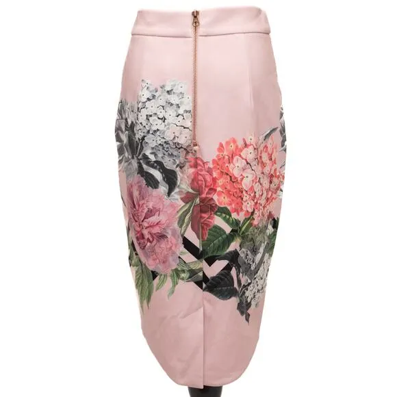 Ted Baker Pink Soella Palace Garden Floral Pencil Skirt Size 1