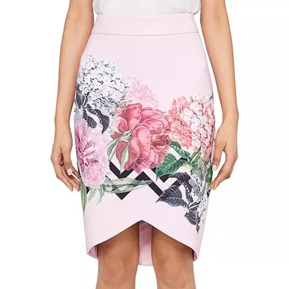 Ted Baker Pink Soella Palace Garden Floral Pencil Skirt Size 1