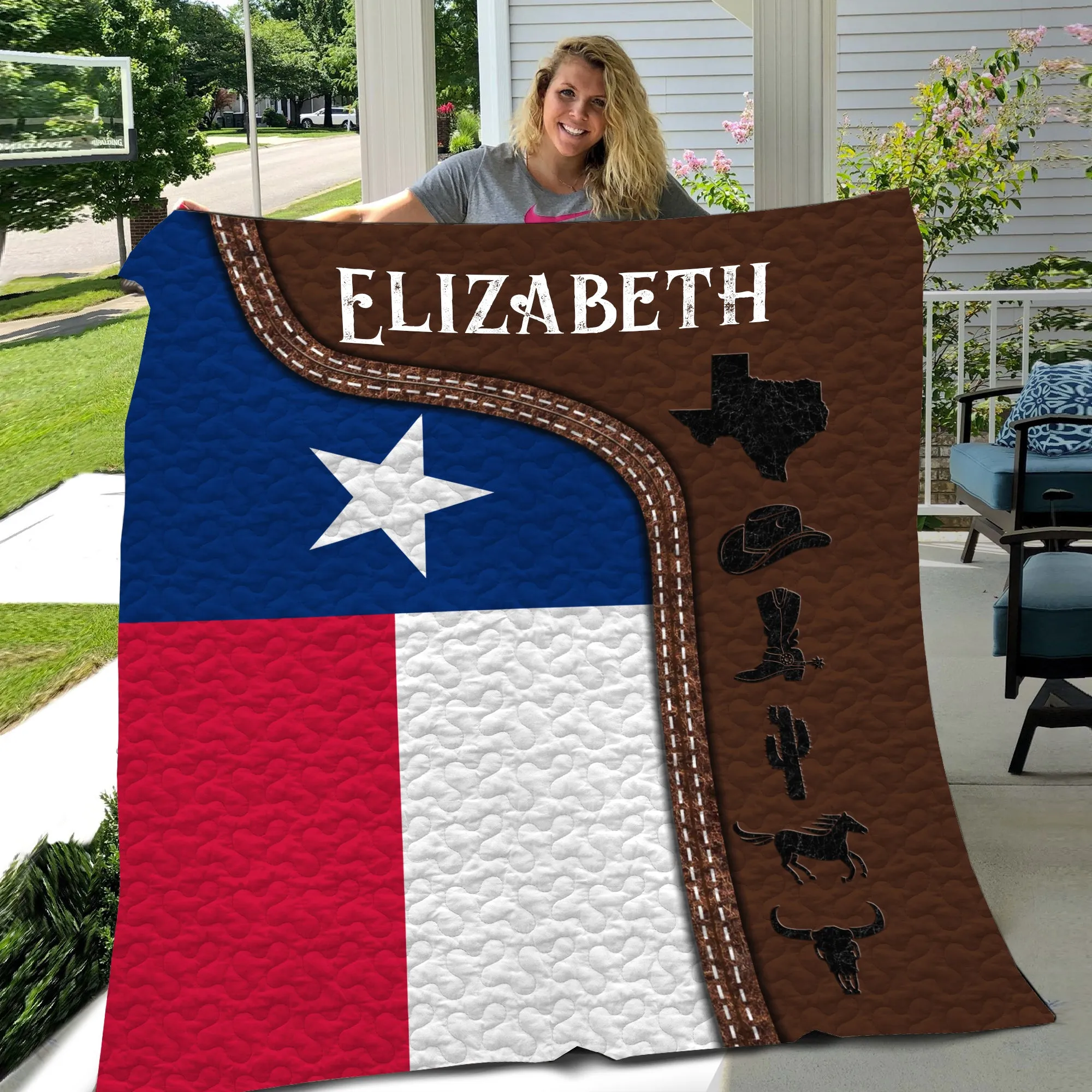 Texas Personalized Blanket Quilt With Your Name