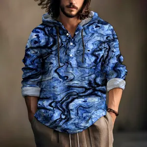 Textured Casual Hooded Half-Open Long-Sleeved Shirt 2408002701