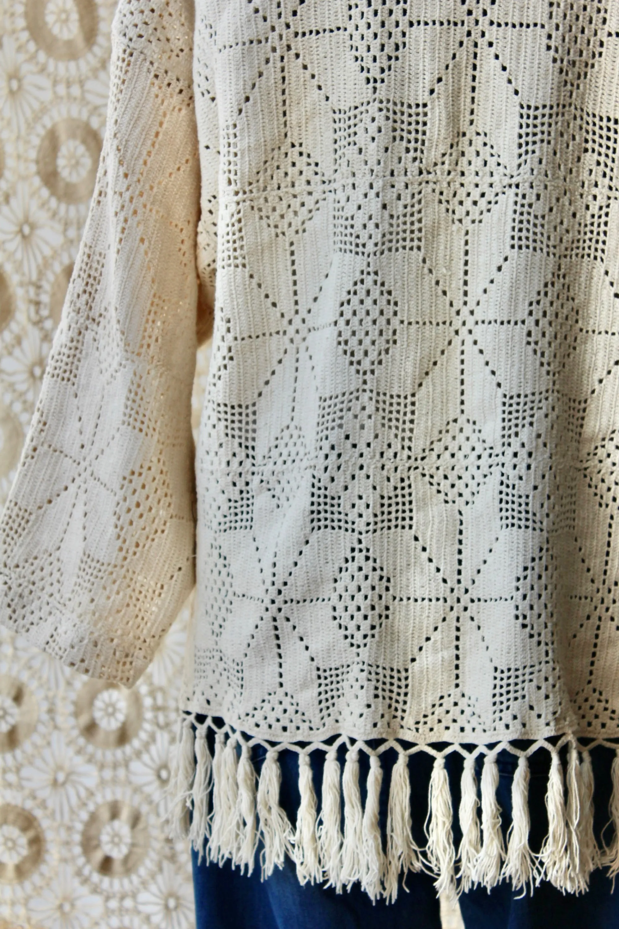 The Highlands Foundry Crochet Shawl Collar Coat THF141