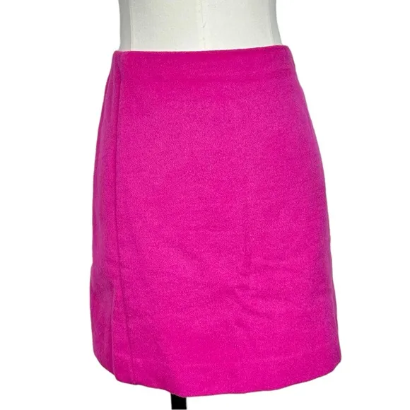 The Limited Textured Fur Wool Blend A Line Lined Career Mini Pencil Skirt Pink
