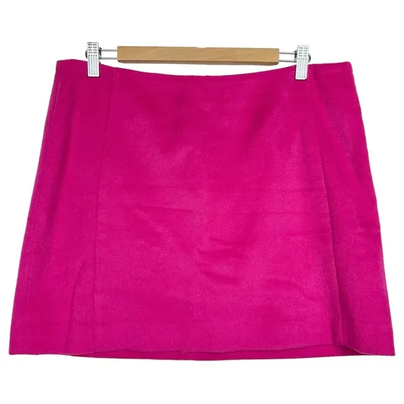 The Limited Textured Fur Wool Blend A Line Lined Career Mini Pencil Skirt Pink