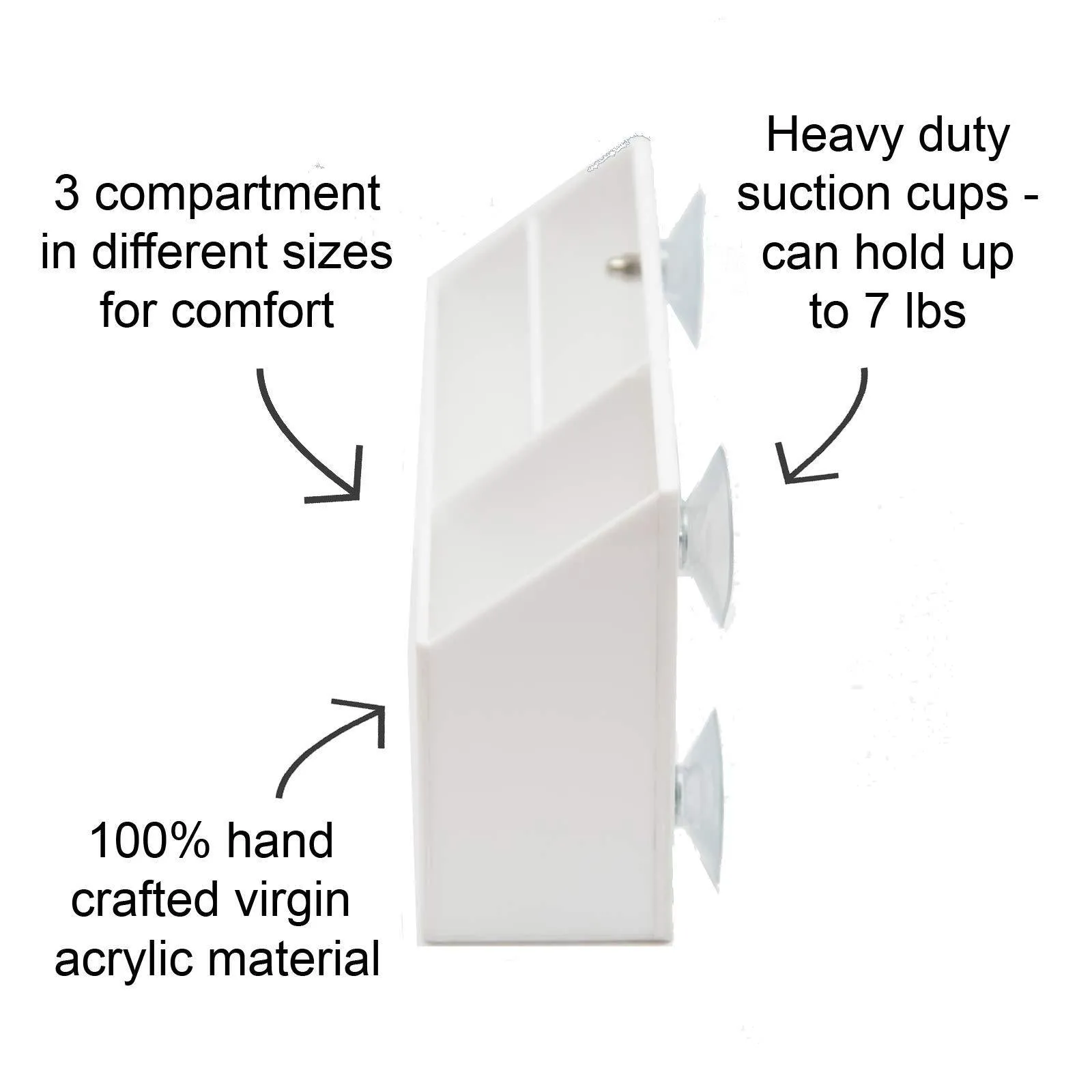 The Most Sturdy Hanging Organizer - with Powerful Suction Cups and 3 Compartments for Storage for Your Locker, Whiteboard, Fridge and Office Accessories