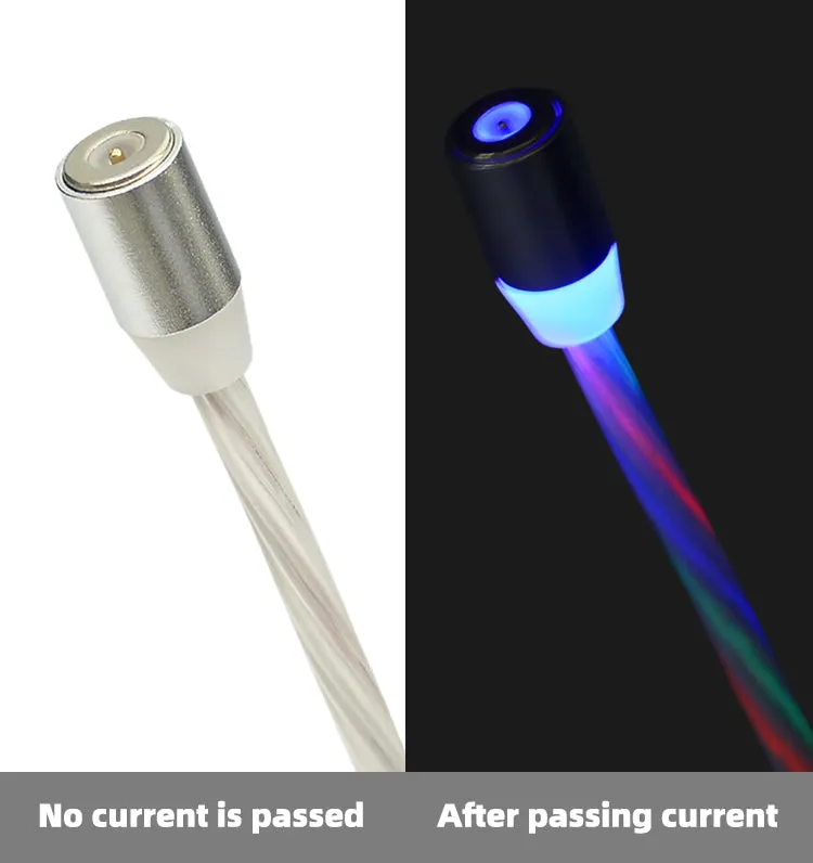 Three Colors Lighting Streamer Magnetic Suction Data Cable 360 Degree Magnetic Suction Data Line Android connector
