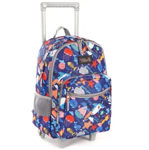 Tilami 18-inch Shark Blue Double Handle Rolling Backpack