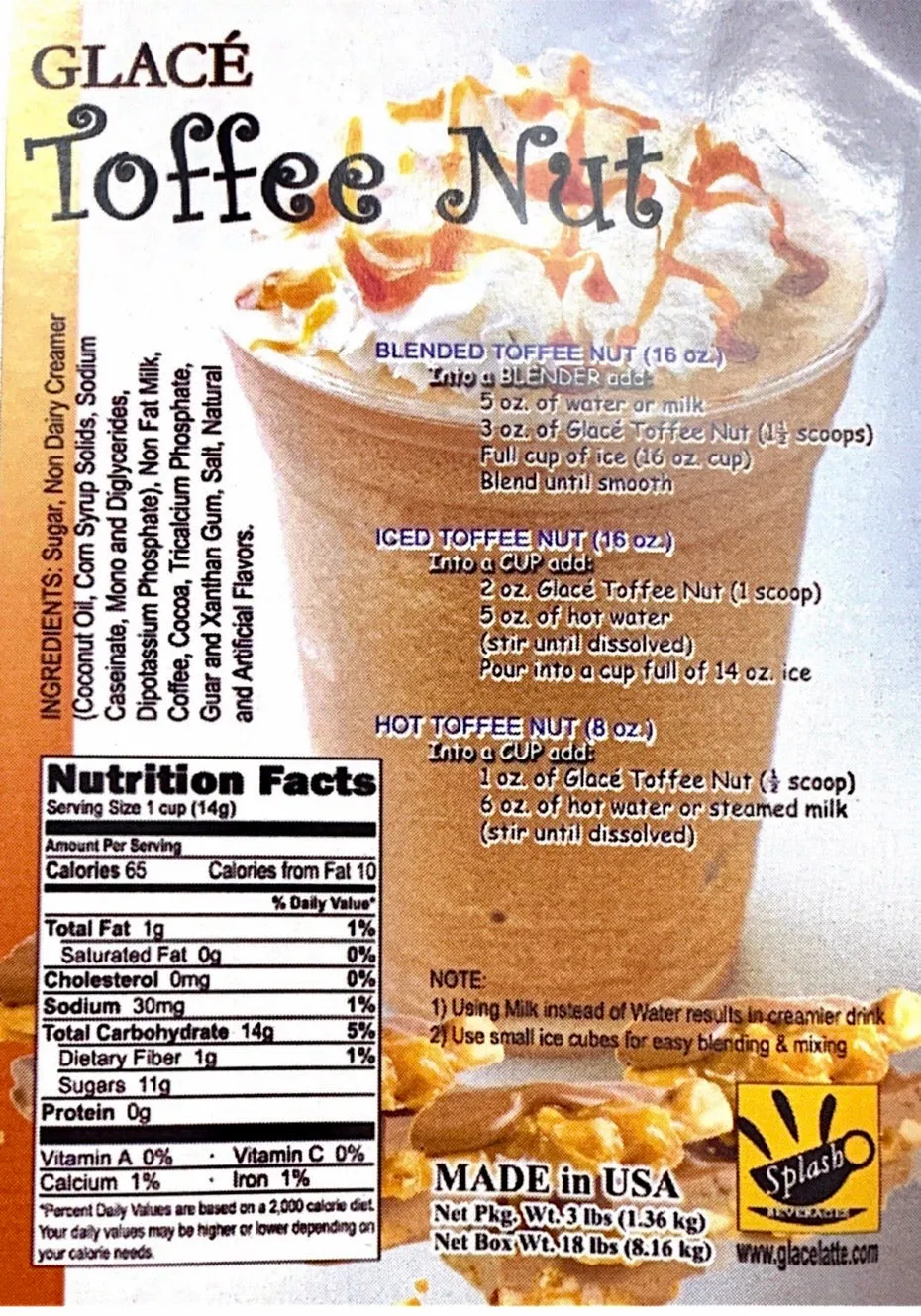 Toffee Nut Caramel (English Toffee aka Caramel) 4 in 1 Bubble Tea / Latte and Frappe Mix