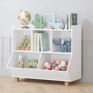 Toy Storage Organizer Kids Bookshelf and with Legs 5 Cube White