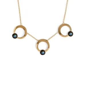 Triple Halo Necklace in Gold