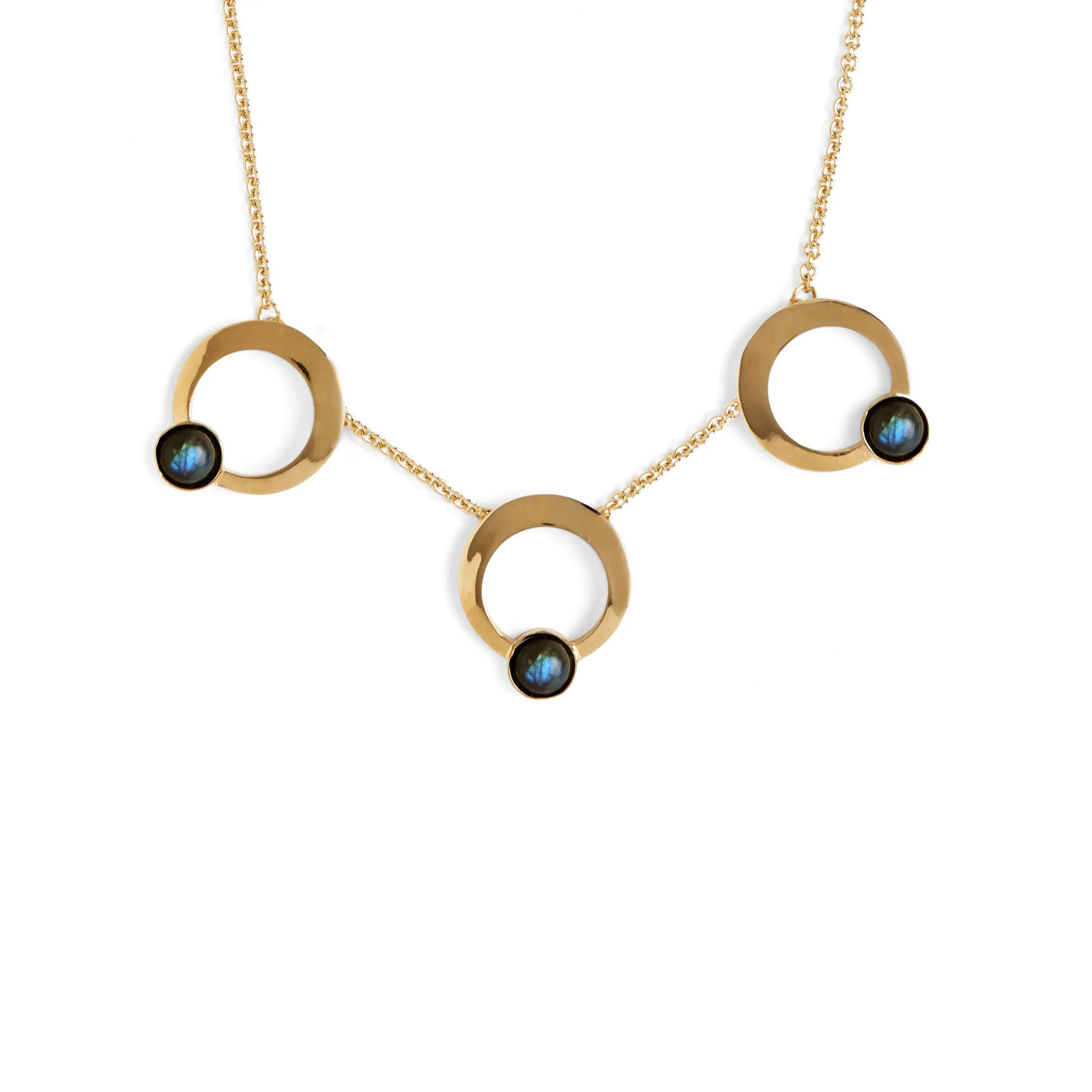 Triple Halo Necklace in Gold