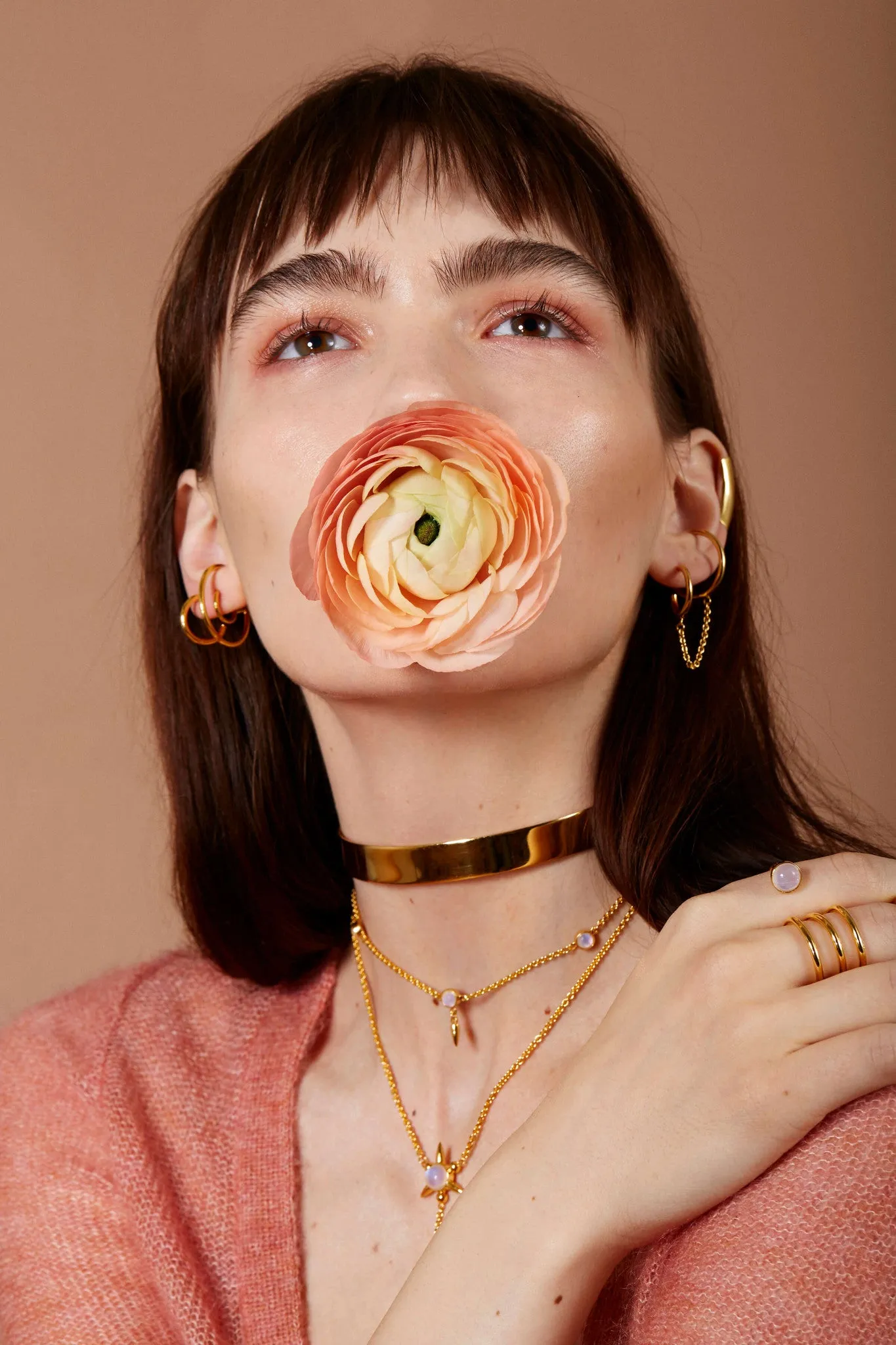 Triple Moon Necklace in Gold