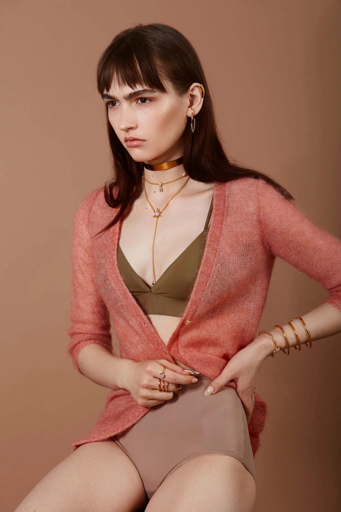 Triple Moon Necklace in Gold