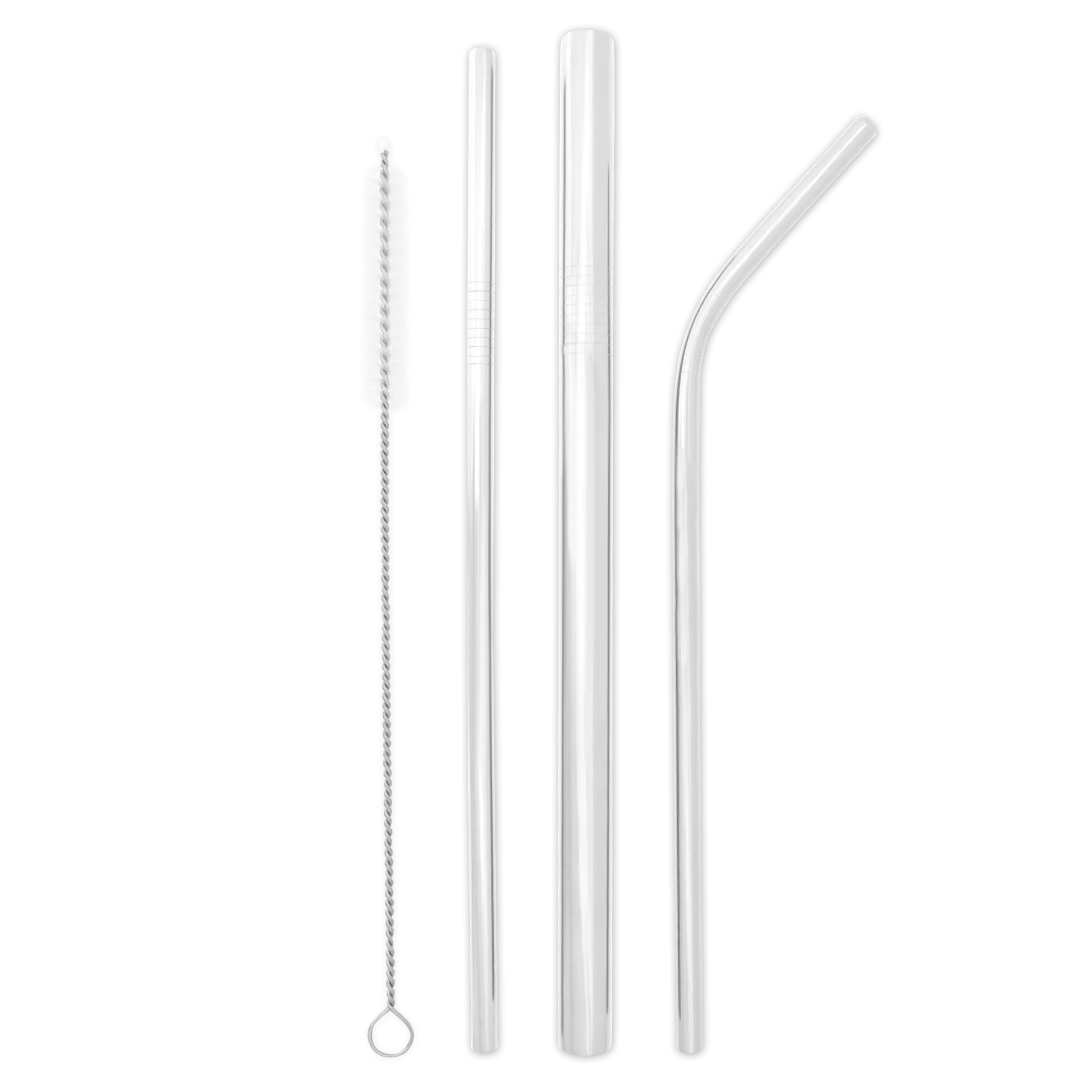 Triple Threat Stainless Steel Straws Box Set (Silver)