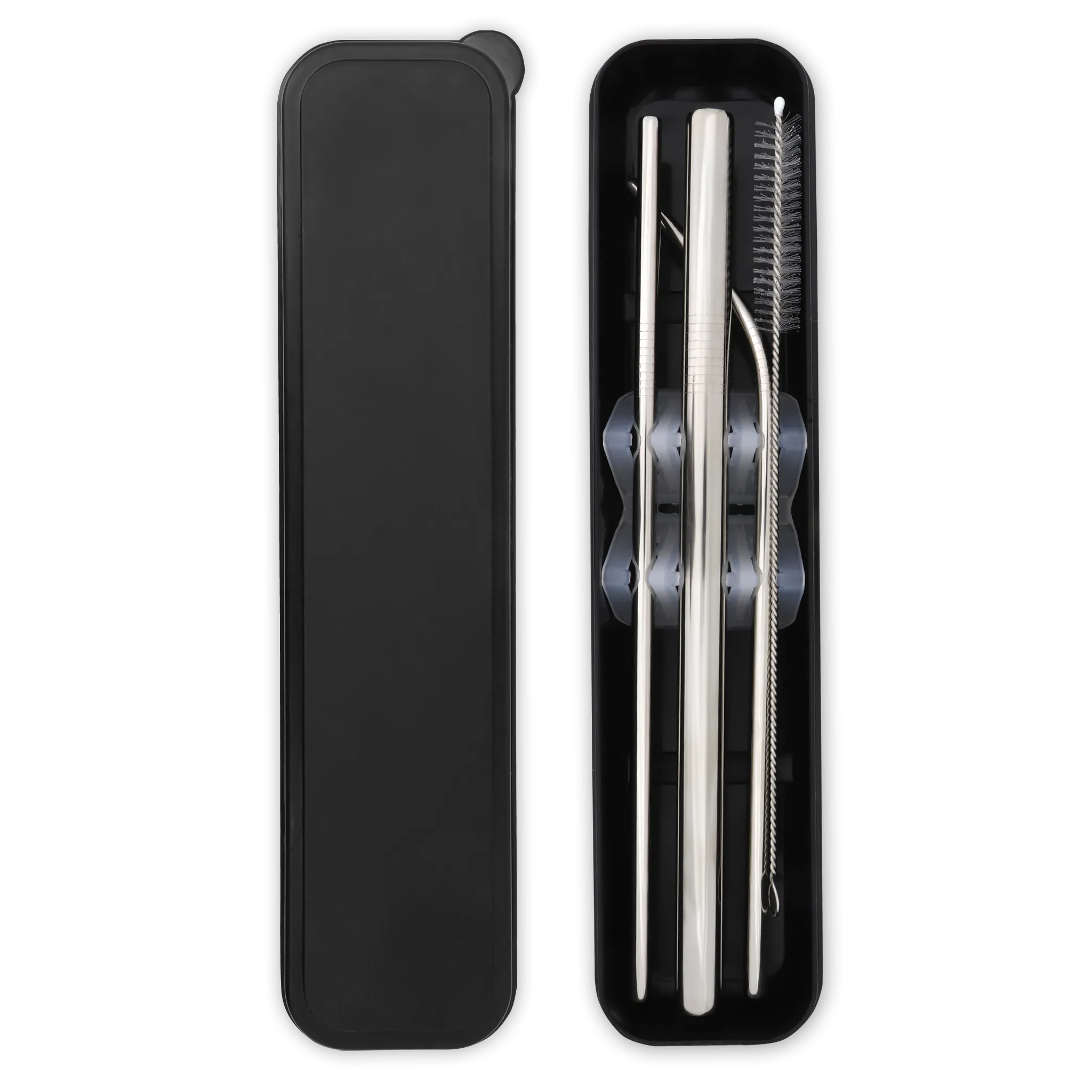 Triple Threat Stainless Steel Straws Box Set (Silver)