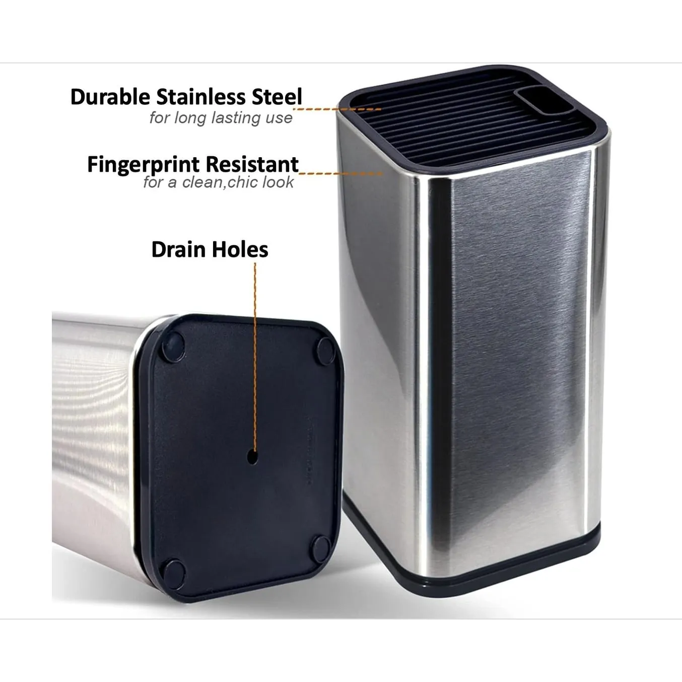 Universal Knife Block Holder, Stainless Steel Organizer, Storage Stand