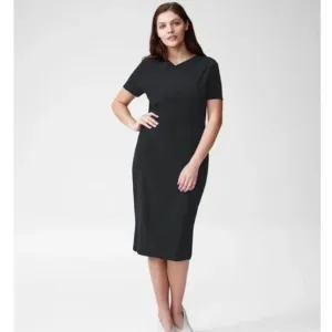 Universal Standard Mary Faux Wrap Dress Surplice Black 3XS = US 2-4