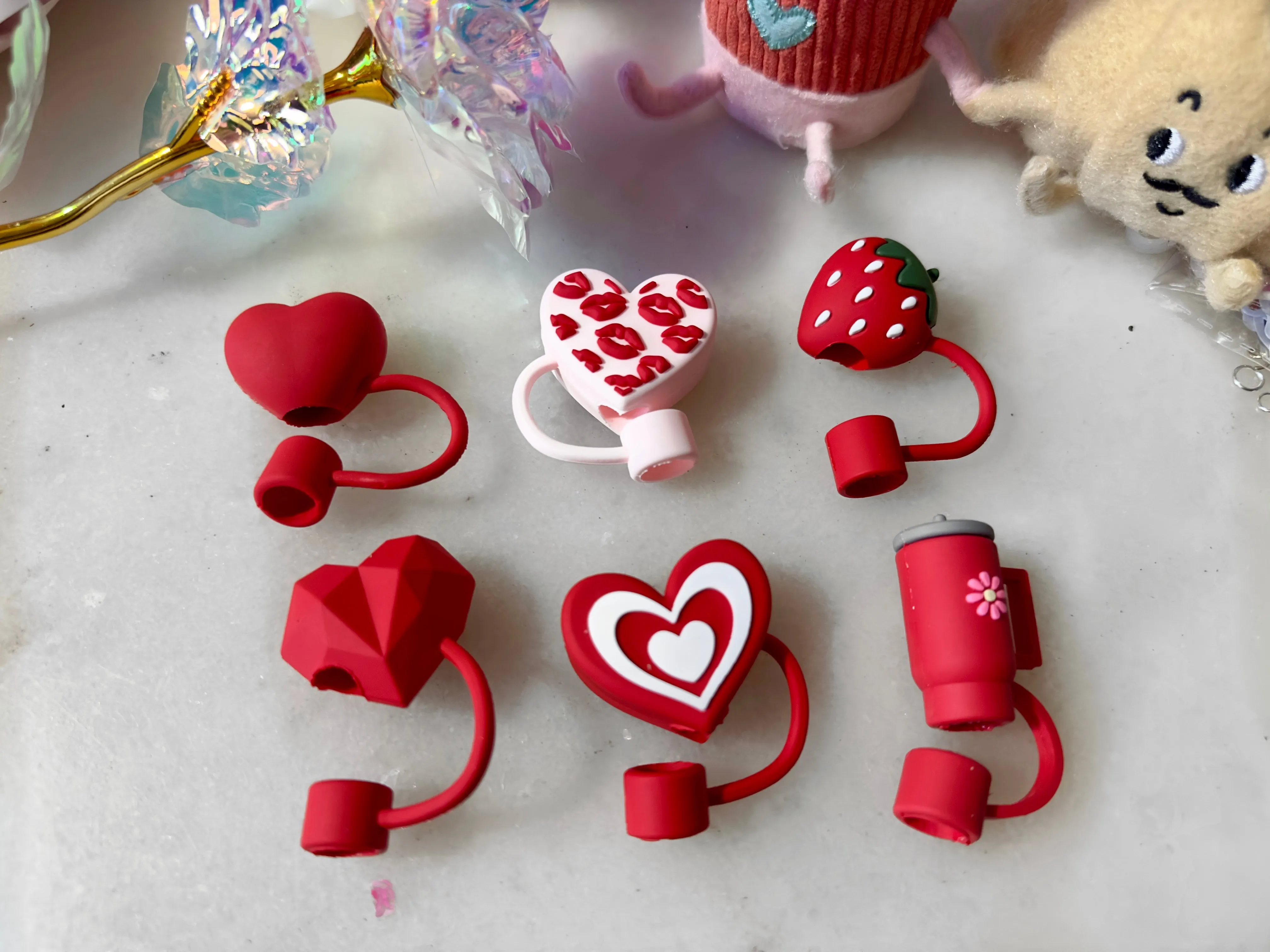 Valentines Silicone Straw Topper Covers for Stanley Straws