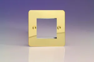 Varilight Data Grid Face Plate For 2 Data Module Widths Ultra Flat Polished Brass XFVG2